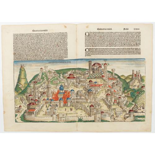 Rare, antique map of Destruccio Iherosolime.