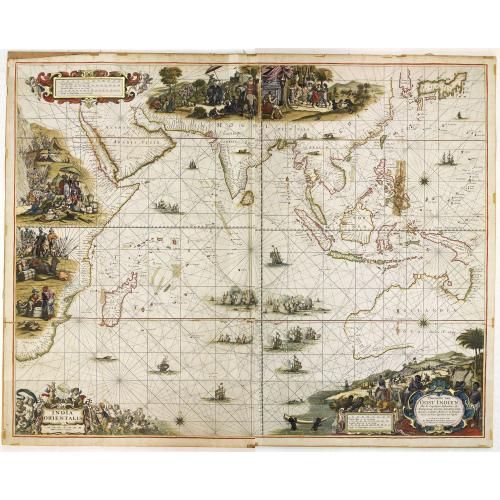 Old map image download for Pascaerte van OOST INDIEN, Met de Omgelegen Eylanden; als Madagascar, Ceylon, Sumatra, Iava, Borneo, Celebes, Molucco en Banda : van C. de Bona Speranca tot Japan.