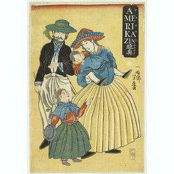 Amerikajin yūkiō. (AMERIKAZIN??) (American family with children)