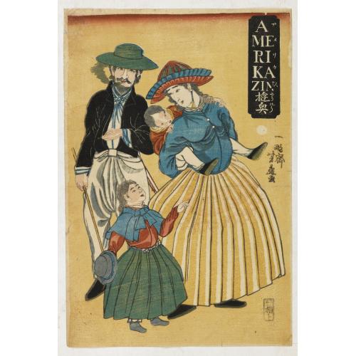 Old map image download for Amerikajin yūkiō. (AMERIKAZIN??) (American family with children)