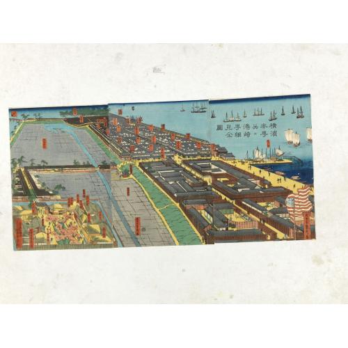 Old map image download for Yokohama honcho narabini Miyazakicho saiken zenzu. [Detailed views of Yokohama main street and Miyazaki pleasure quarters]