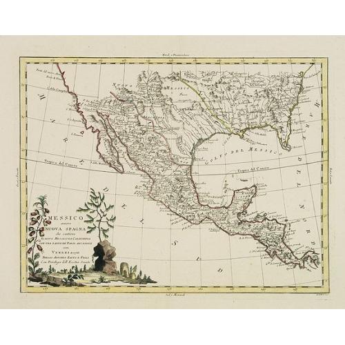 Old map image download for Messico ouvero Nuova Spagna che contiene Il Nuova Messico La California con una Parte de Paesi Adjacenti. . .