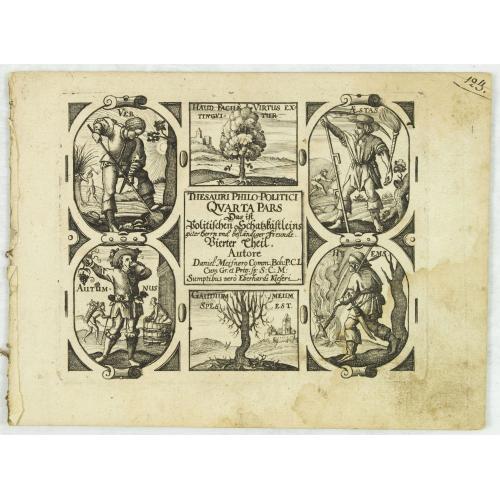 Rare, antique map of Thesauri Philo-Politici Quarta pars Das ist Politischen Schatzkästleins. . .