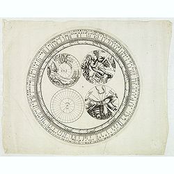 [Engraved horizon ring for a 20cm diameter terrestial globe, together with terrestrial and celestial north and south pole calottes.]