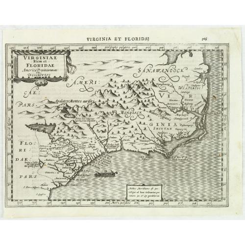 Old map image download for Virginiae Item et Floridae Americae Provinciarum.nova Descriptio.