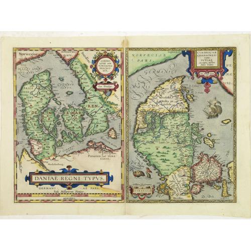 Old map image download for Daniae Regni Typus . . . / Cimbricae Chersonesi. .. [2 maps].