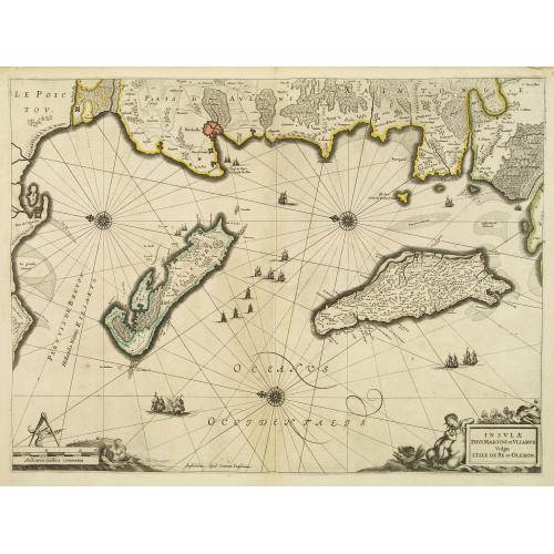 Old map image download for Insulae Divi Martini et Uliarus, vulgo L'Isle de Ré et Oleron.