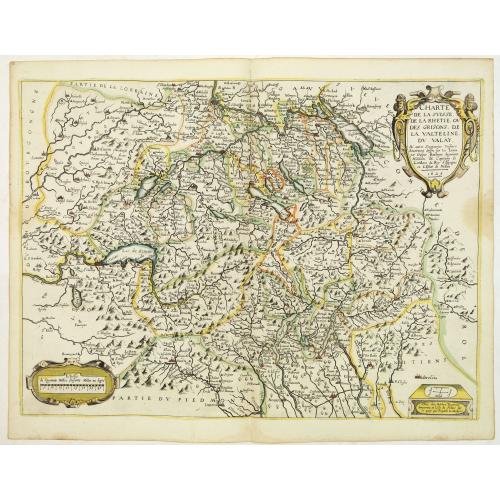 Old map image download for Charte de la suisse, de la Rhetie, ou des Grisons, de la Valteline, du Valay . . .