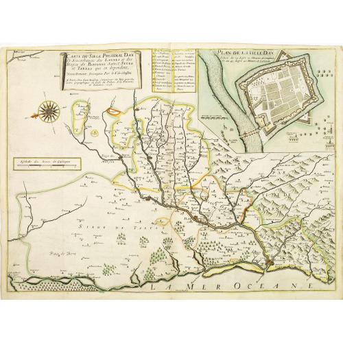 Old map image download for Carte du siège présidial Dax et seneschaucee des Lannes et des sieges de Bayonne sainct sever et Tartas qui en dependent / Nouvellement dessignee Par le Sr de Classun.