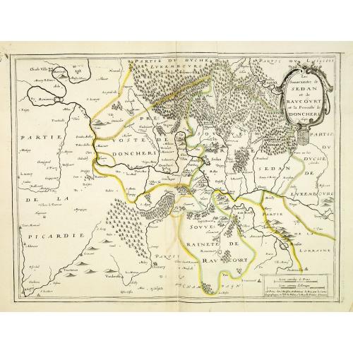 Old map image download for Les Souverainetez de Sedan et de Raucourt et la Provosté de Doncheri 1642.