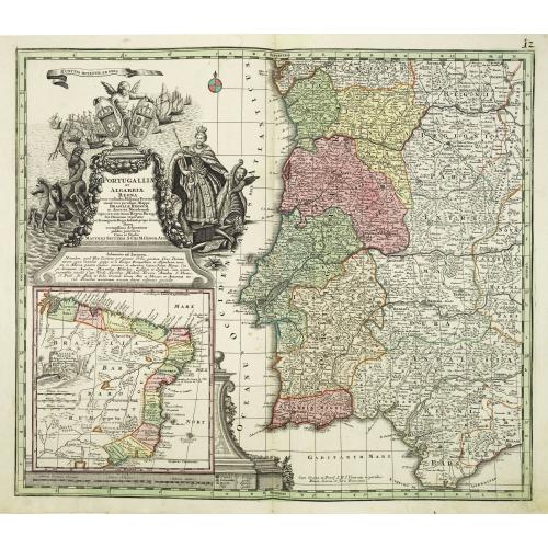 Old map image download for Portugalliae et Algarbiae. [with large Regnum Brasiliae...inset]