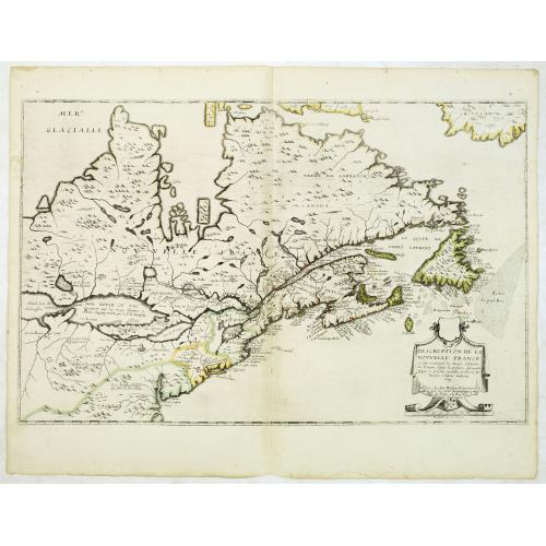 Old map image download for Description de la Nouvelle France ou sont remarquees les diverse habitations des Francois, depuis la premiere descouvert jusques a present, recueillie et dressee sur diverses relations modernes