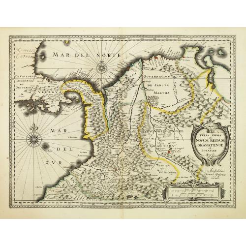 Old map image download for Terra Firma et Novum regnum Granatense et Propayan.