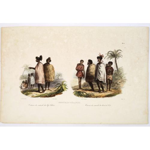 Old map image download for Nouvelle Zélande - Costumes des naturels du Cap Palliser. Costumes des naturels du détroit de Cook.