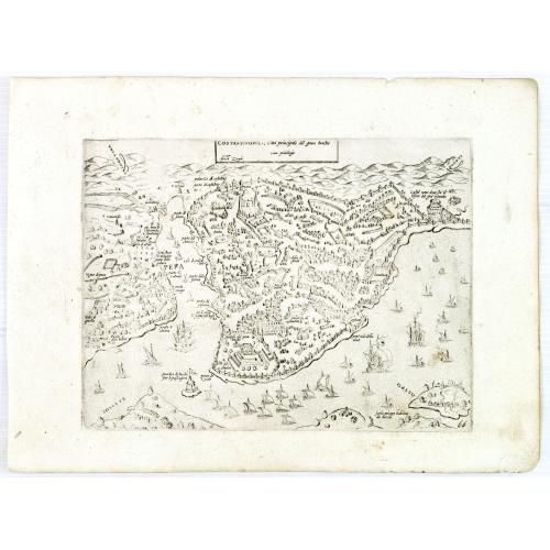 Old map image download for Costantinopoli città principale del gran turcho. . .