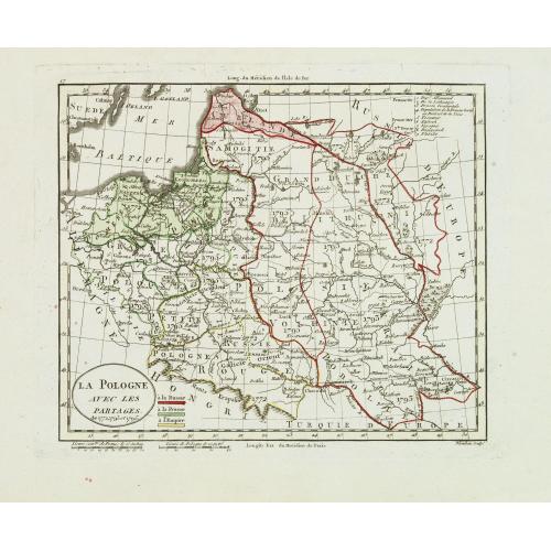 Old map image download for La Pologne avec les Partages 1772, 1793 et 1795.