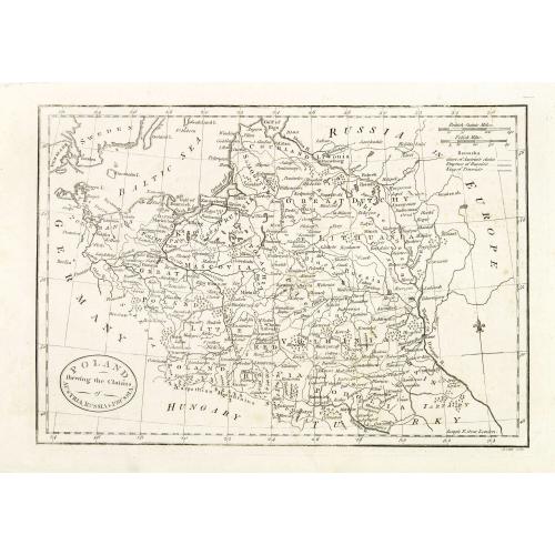 Old map image download for Poland, Shewing the Claims of Austria, Russia & Prussia.