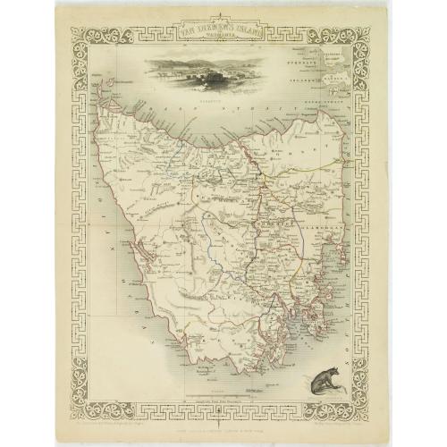 Old map image download for Van Diemen's Island or Tasmania.