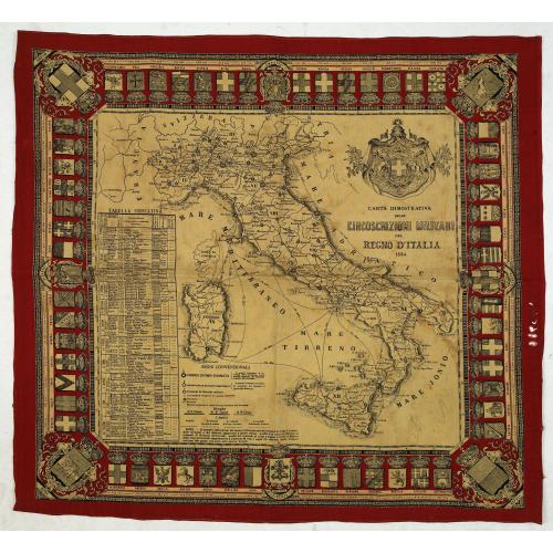 Old map image download for Carta dimostrativa delle Circoscrizioni Militari del Regno d'Italia 1884