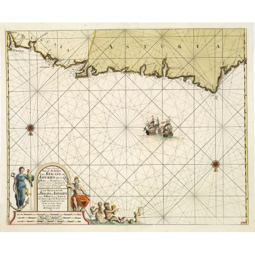 Old map image download for Nieuwe Pascaart Van de Zeekusten Van Biscaia en Asturien Tusschen Bilbao en Luarca door Voogt Geometra = Carte Marine de la Coste de Biscaia et Asturien depuis Bilbao Jusqu'a Luarca Nouvellemen Compose Par Voogt Geometra.