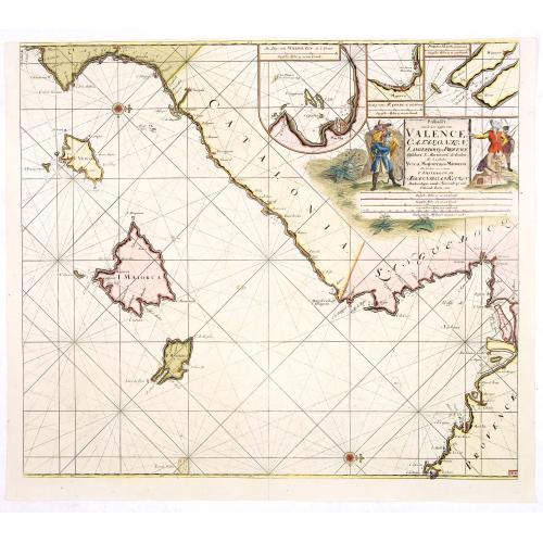 Old map image download for Paskaart van de Zee-kusten van Valence Catalonien Languedocq. . .