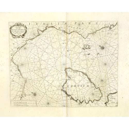 Carta Maritima della Costa Ligustica fra C. delle Melle e M. Argentato con l'Isola di Corsica et altre circonvicine. . .