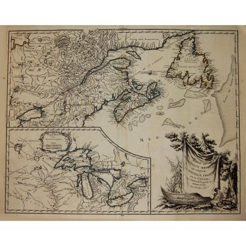 Old map image download for Partie de l'Amerique Septent? qui comprend la Nouvelle France ou le Canada. . .