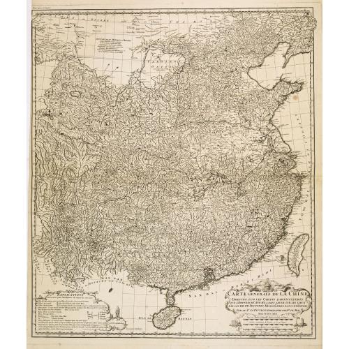 Old map image download for Carte générale de la Chine Dressée sur les Cartes particulières que l'Empereur Cang-hi a fait lever sur les lieux par les RR. PP. Jésuites missionaires dans cet empire / Par le Sr d'Anville.