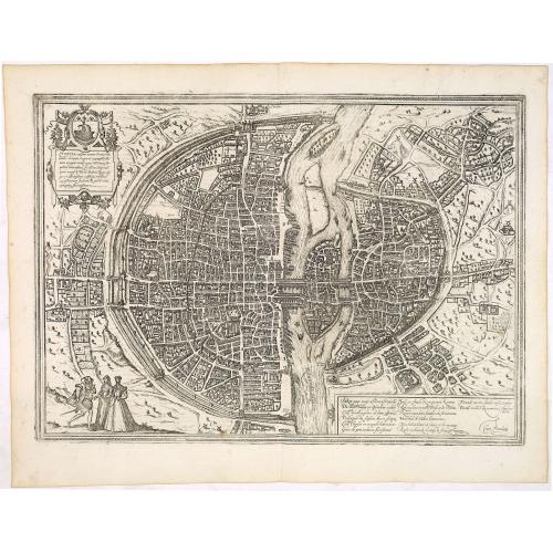 Old map image download for Lutetia, vulgari nomine Paris, urbs Gallia. . .