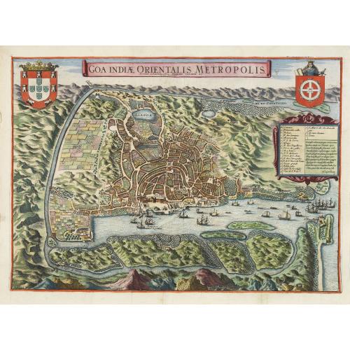 Old map image download for Goa Indiae orientalis metropolis.