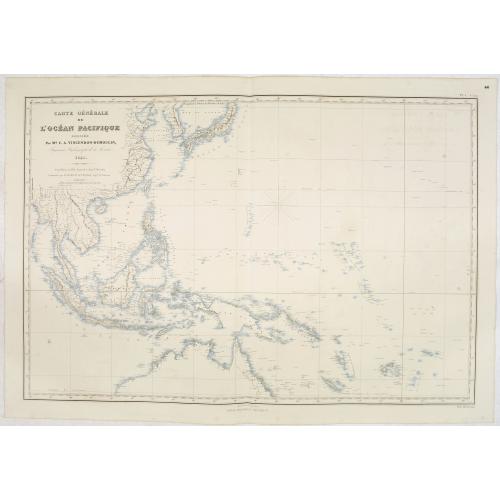 Old map image download for Carte générale de l'Océan Pacifique dressée Par Mr. C,A, Vincendon-Dumoulin 1845 Expédition au Pole Austral et dand l'Oéanie, commondée par M.Durmont d'Urville . . .