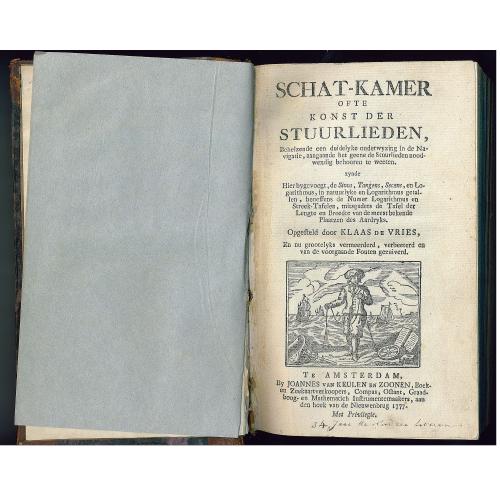 Old map image download for Schat-Kamer ofte konst der stuurlieden, behelzende een duidelyke onderwyzinge in de navigatie. . . [bound with] Tafelen bevattende De Sinussum, tangenten en Secanten. . . [bound with] Geographische Tadfel...