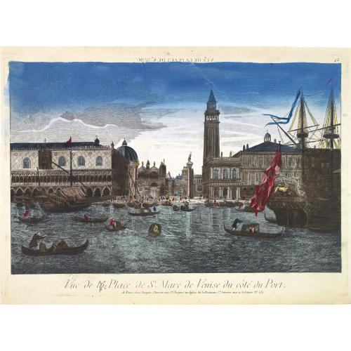 Old map image download for Vue de la Place de St Marc de Venise du côté du port.