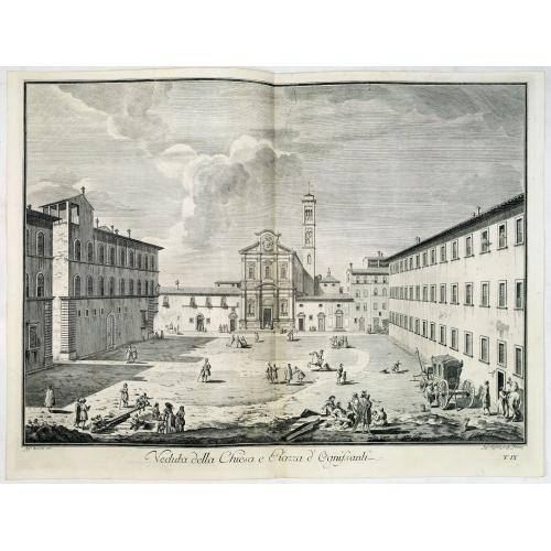 Old map image download for Veduta della Chiesa e Piazza d'Ognissanti.
