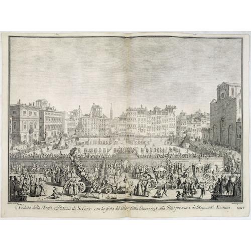 Veduta della Chiesa, e Piazza di S. Croce con la festa del Calcio fatta l'anno 1738 alla Real presenza de' Regnanti Sovrani.