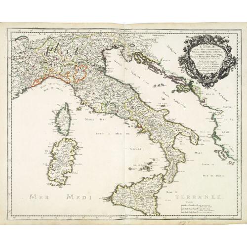 Old map image download for L'Italie et les Isles circomvoisines Sicile, Sardagne. . .