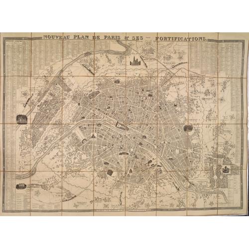 Old map image download for Nouveau plan de Paris & ses fortifications.