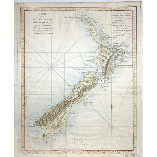 Old map image download for Carte de la Nle. Zelande vifitée en 1769 et 1770 par le Lieutenant J. Cook Commandant de l\'Endeavour. . . . Tome III Pl. 7.