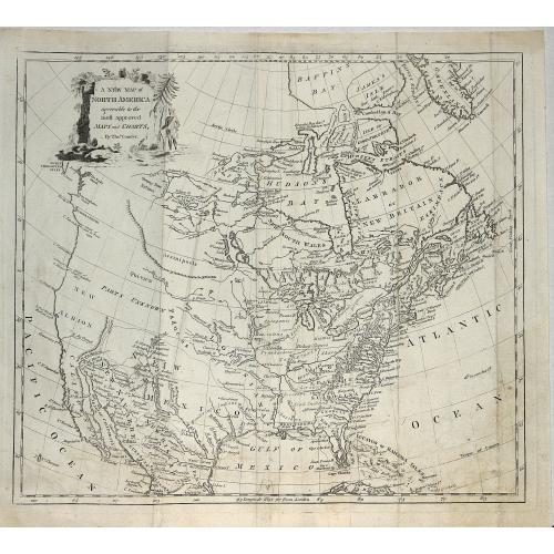 Old map image download for A new map of North America agreeable to the most approved maps and charts. . .