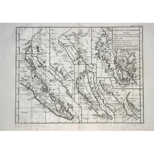 Old map image download for Carte de la Californie suivant. . . (Five maps on one sheet)