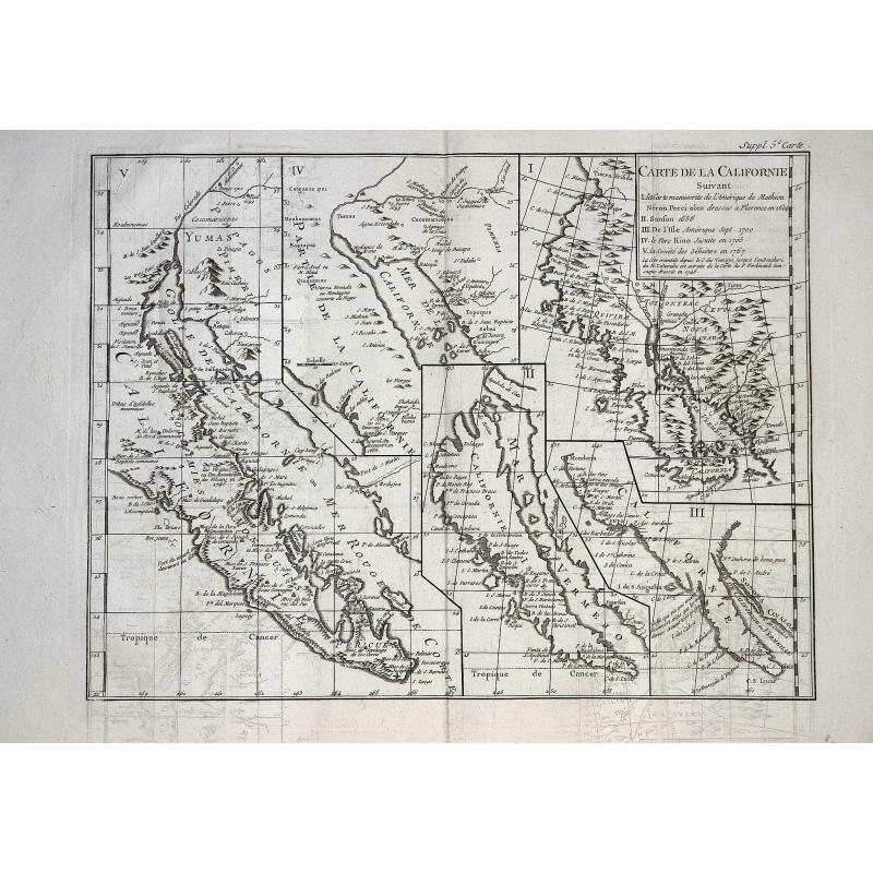 Carte de la Californie suivant. . . (Five maps on one sheet)