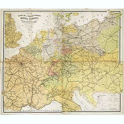 Special-Karte der Eisenbahn- Post- u. Dampfschiff-Verbindungen Mittel-Europa's - mit Angabe aller Eisenbahn-, Post- u. Dampfschiffstationen, Speditionsorte, Zoll- u. Steuerämter, Bäder, Mineralquellen