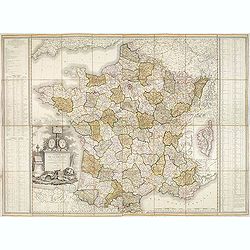 Image download for Carte de la France Divisée en 83 Départements et Subdivisée en districts avec les Chefs-lieux de Cantons Présentée à l'Assemblée Nationale et au Roi.