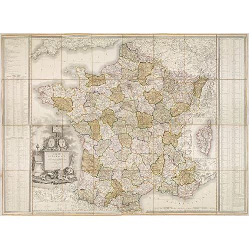 Carte de la France Divisée en 83 Départements et Subdivisée en districts avec les Chefs-lieux de Cantons Présentée à l'Assemblée Nationale et au Roi.