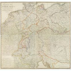 Topographische Karte von Deutschland und Italien nebst den angrenzenden Landern. . .