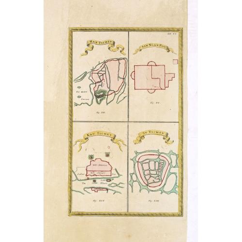 Old map image download for [ Four plans on one sheet] Han Tscheu, Sinngan Fou (Singapore??), Kan Tscheu and Su Tscheu.