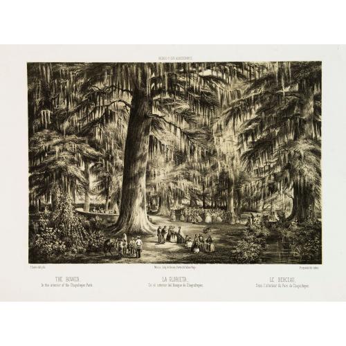 Old map image download for La Glorieta, en el interior del bosque de Chapultepec. - The Bower. In the interior of the Chapultepec Park.