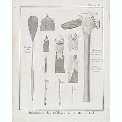 Tome II. Pl. 14 - Instruments des Insulaires de la Mer du Sud.