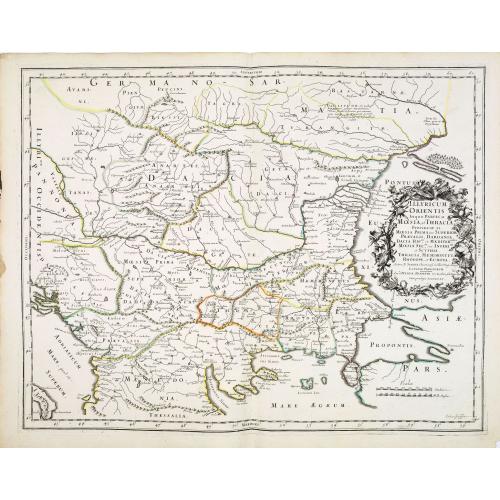 Old map image download for Illyricum Orientis In quo Partes II. Moesia et Thracia. Provinciae XI.