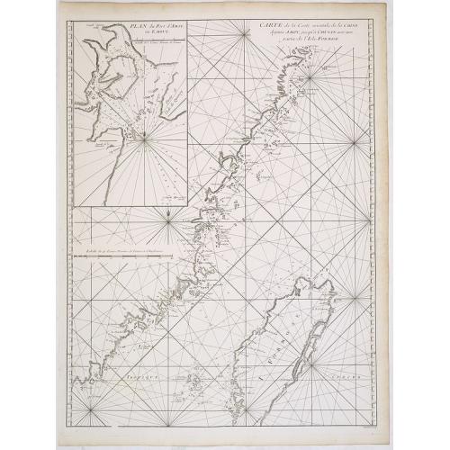 Old map image download for Carte de la coste orientale de la Chine depuis Amoy, jusqu'à Chusan avec une partie de l'Isle Formose [with] Plan du port d'Amoy ou Emouy.
